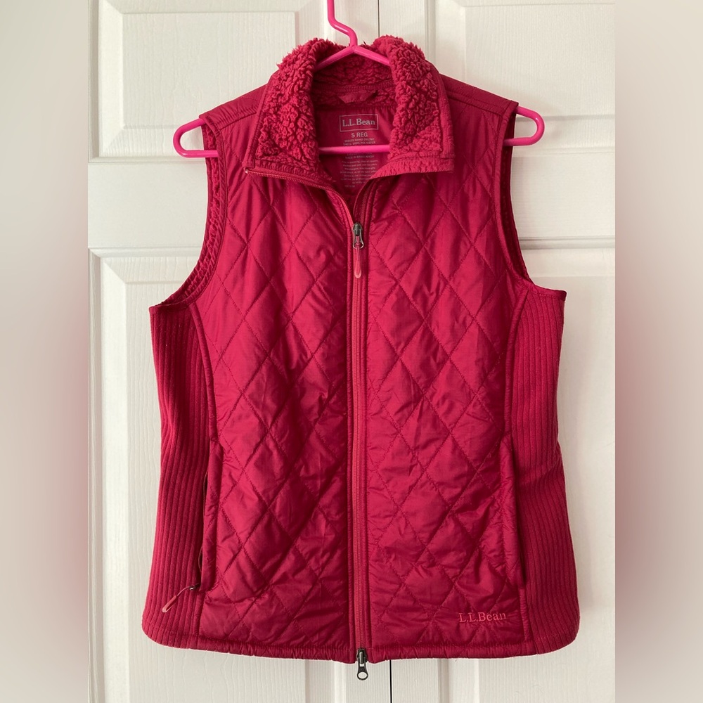Pink quilted vest with fuzzy lining
